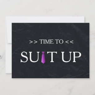 Tijd voor Suitup Paarse zwarte achtergrond Kaart