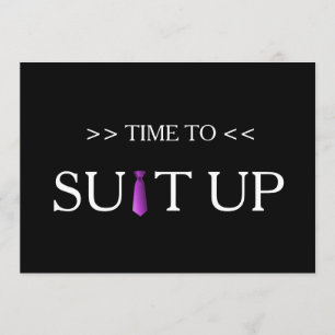 Tijd voor Suitup Paarse zwarte achtergrond Kaart