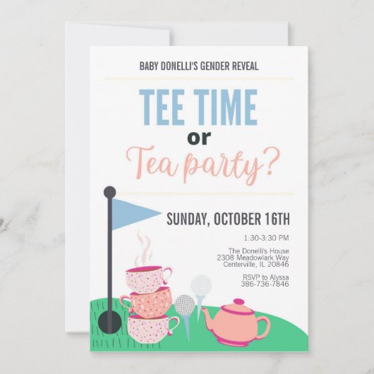 Tijd voor t-shirt of Tea Time Gender Reopenbaart U Kaart (Voorkant)