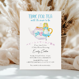 Tijd voor Tea Baby shower Alice Teapot Floral Part Kaart