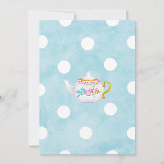 Tijd voor Tea Baby shower Alice Whimsical Teacup Kaart (Achterkant)