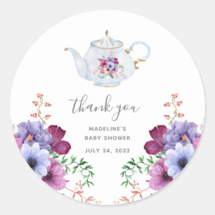 Tijd voor Tea  Baby shower Dank je Ronde Sticker