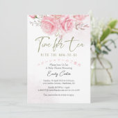 Tijd voor Tea Baby shower Dusty Roos Floral Kaart (Staand voorkant)