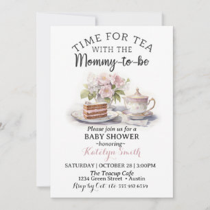 Tijd voor Tea Baby shower Floral Tea Time Kaart