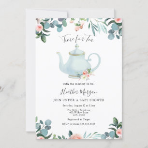 Tijd voor Tea Baby shower Invitation Kaart