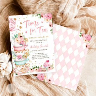 Tijd voor Tea Baby shower Invite Tea Party Brewing Kaart