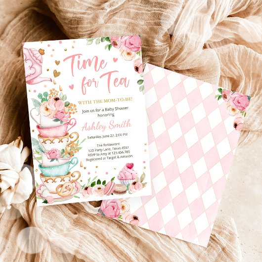 Tijd voor Tea Baby shower Invite Tea Party Brewing Kaart