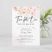Tijd voor Tea Baby shower Pink Floral Sakura Flowe Kaart (Staand voorkant)