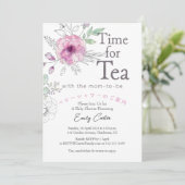 Tijd voor Tea Baby shower Roos Floral Whimsical Kaart (Staand voorkant)