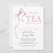 Tijd voor Tea Baby shower Roze Schattige Bow Coque Kaart (Voorkant)