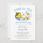 Tijd voor Tea Baby shower Teacup Citrus Blauw Kaart (Voorkant)