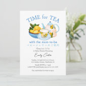 Tijd voor Tea Baby shower Teacup Citrus Blauw Kaart (Staand voorkant)