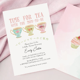 Tijd voor Tea Baby shower Teacup Pastel Whimsical Kaart