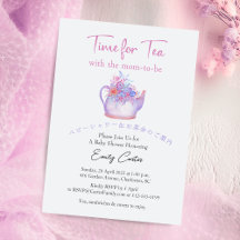Tijd voor Tea Baby shower Theepot Waterverf Floral