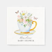 Tijd voor Tea Baby shower Whimsical Wildflower Servet (Voorkant)