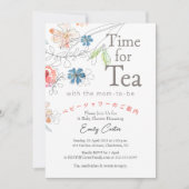 Tijd voor Tea Baby shower Wildflower Red Blue Kaart (Voorkant)
