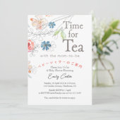 Tijd voor Tea Baby shower Wildflower Red Blue Kaart (Staand voorkant)