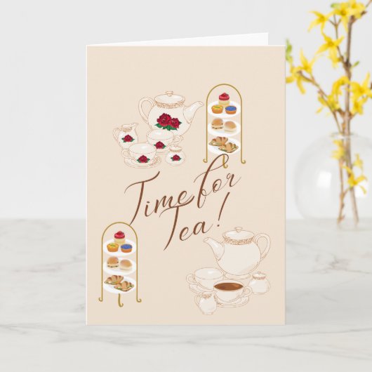 Tijd voor Tea! blanco Kaart (Gele Bloem)