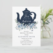 Tijd voor Tea Blue Bridal Shower Kaart (Staand voorkant)