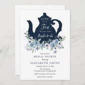 Tijd voor Tea Blue Bridal Shower Kaart (Voorkant / Achterkant)