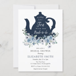 Tijd voor Tea Blue Bridal Shower Kaart
