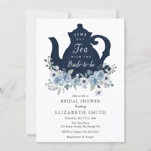 Tijd voor Tea Blue Bridal Shower Kaart
