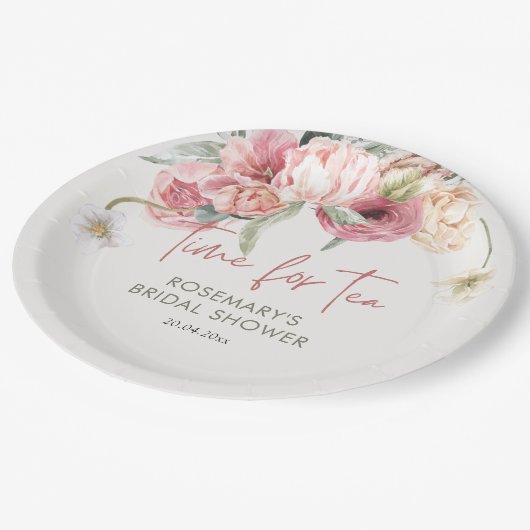 Tijd voor Tea Boho Floral Vrijgezellenfeest Papieren Bordje (Gekanteld)