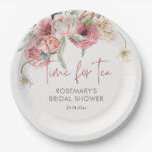 Tijd voor Tea Boho Floral Vrijgezellenfeest Papieren Bordje (Voorkant)