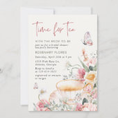 Tijd voor Tea Boho Teacup Floral Vrijgezellenfeest Kaart (Voorkant)