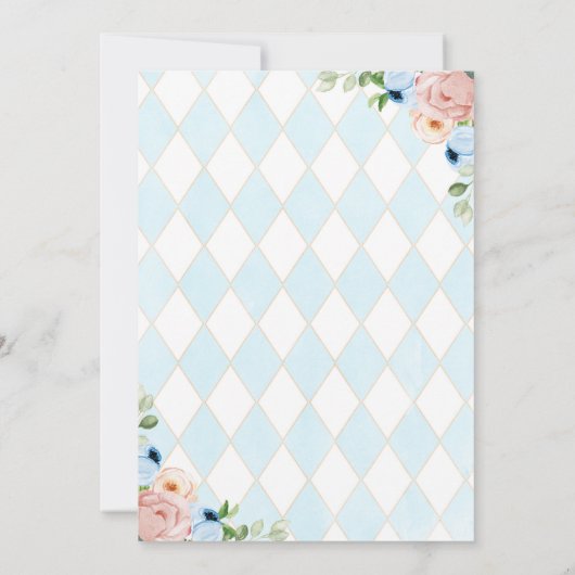 Tijd voor Tea Brewing Tea Party Blauw Baby shower Kaart (Achterkant)