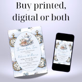 Tijd voor Tea Brunch Blue Floral Vrijgezellenfeest Kaart