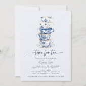 Tijd voor Tea Chinoiserie Dusty Blue Vrijgezellenf Kaart (Voorkant)