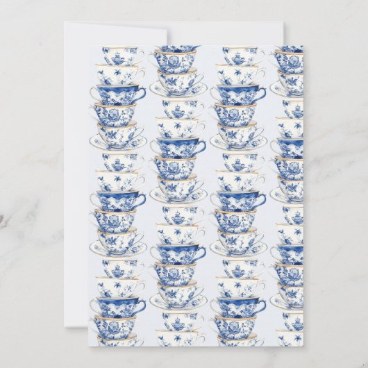 Tijd voor Tea Chinoiserie Dusty Blue Vrijgezellenf Kaart (Achterkant)
