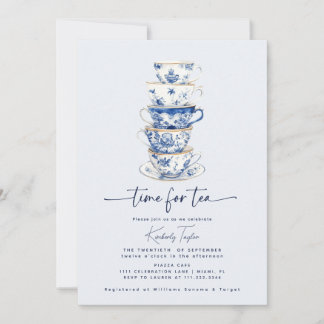 Tijd voor Tea Chinoiserie Dusty Blue Vrijgezellenf Kaart