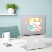 Tijd voor Tea Cute  Engelse Tea Cups Teapot Sticker (Laptop op bureau)