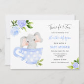 Tijd voor Tea Elephant Baby shower Invitation Kaart (Voorkant)