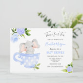 Tijd voor Tea Elephant Baby shower Invitation Kaart (Staand voorkant)