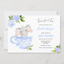 Tijd voor Tea Elephant Baby shower Invitation
