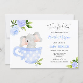 Tijd voor Tea Elephant Baby shower Invitation Kaart