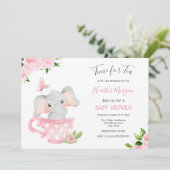 Tijd voor Tea Elephant Baby shower Invitation Kaart (Staand voorkant)