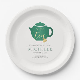 Tijd voor Tea Emerald Gold Elegant Vrijgezellenfee Papieren Bordje