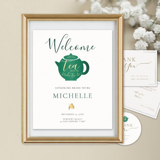 Tijd voor Tea Emerald Gold Vrijgezellenfeest Welko Poster