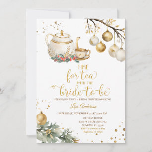 Tijd voor Tea Gold Christmas Ornament Vrijgezellen Kaart