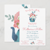 Tijd voor Tea met de Bride-to-be! Shower Kaart (Voorkant / Achterkant)