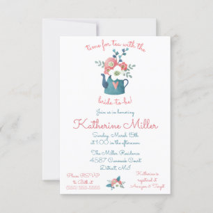 Tijd voor Tea met de Bride-to-be! Shower Kaart