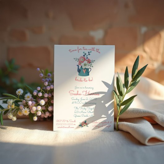 Tijd voor Tea met de Bride-to-be! Shower Kaart