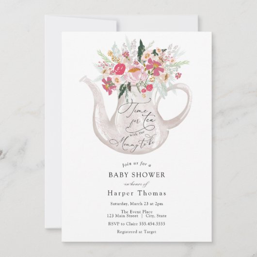 Tijd voor Tea met het Mammie-to-be Baby shower Kaart (Voorkant)
