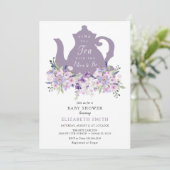 Tijd voor Tea Paarse Lavendel Baby shower Kaart (Staand voorkant)