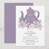 Tijd voor Tea Paarse Lavendel Baby shower Kaart (Voorkant / Achterkant)