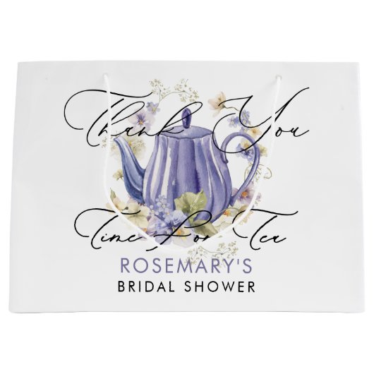 Tijd voor Tea Paarse theepot Vrijgezellenfeest Groot Cadeauzakje (Voorkant)